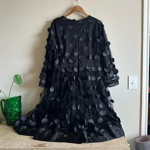 Dainty Jewells Black Polka Dot Applique Midi Dress - Picture 6 of 15
